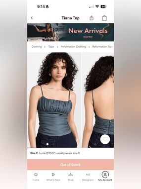 Reformation Tiana Top in Slate Blue-Grey